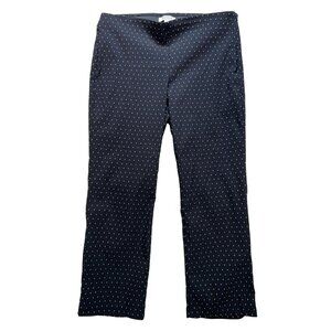 White House Black Market Womens Trouser Pants 14S Black Polka Dot Straight Leg